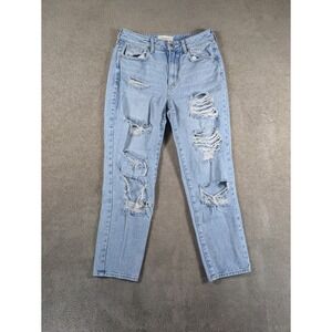 PacSun Los Angeles Mom Jeans Womens 26 Blue Denim Cotton Distressed Mid Rise